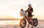 Heybike-Ranger-S-high-performance-folding-ebike-girl-on-beach-with-dog